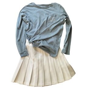 Ivory Ella Womens Long Sleeve‎ Pocket T-Shirt Blue Cotton Elephant Logo Large